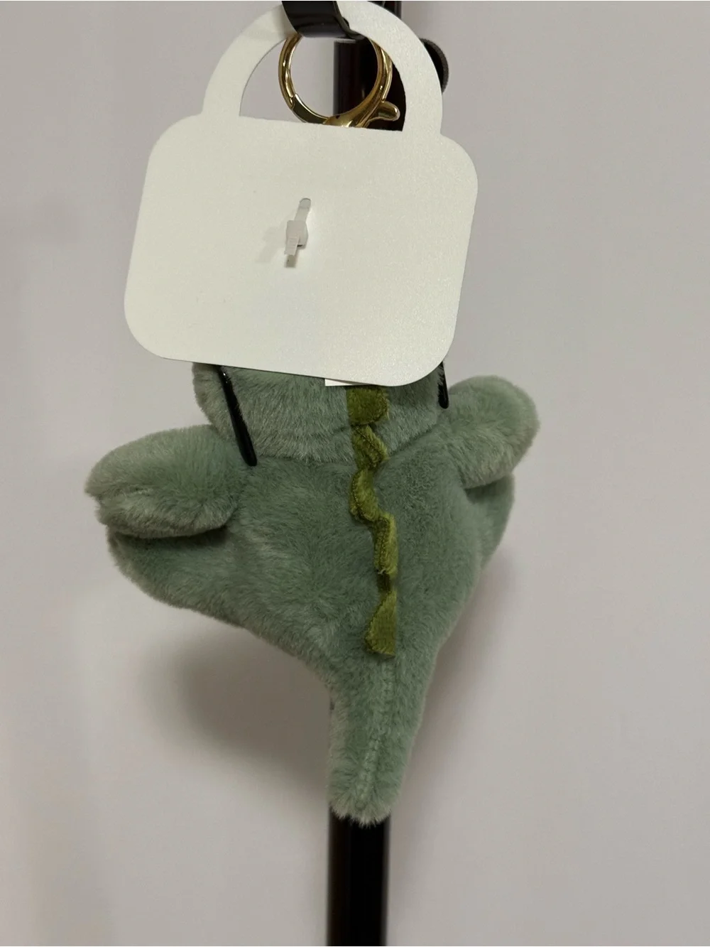 Plush Green Scholarly Dinosaur Glasses & Plaid Tie Handbag Charm/Key Ring - New